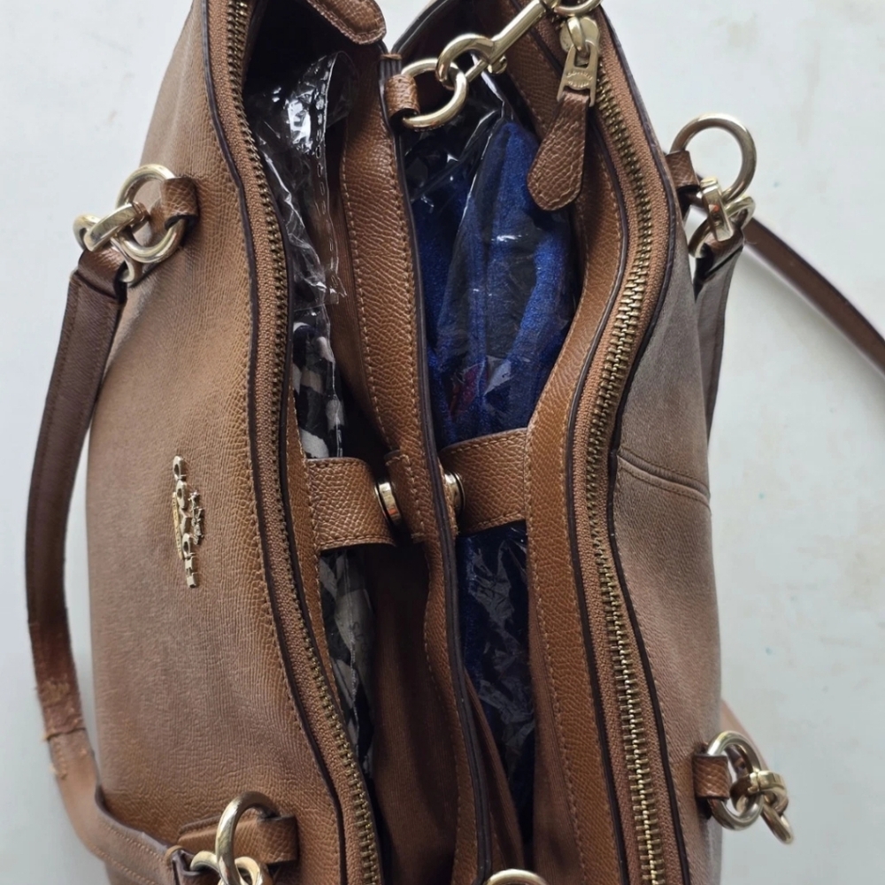 Coach Christie Carryall Leather HandBag Brown Women Large 3way Removeable Strap - Picture 11 of 13